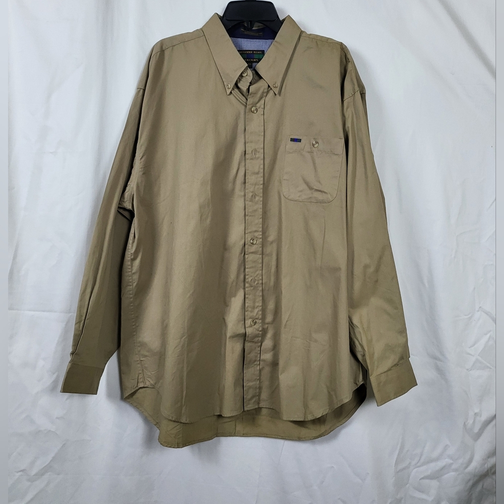 Colours by Alexander Julian Mens Tan Long Sleeve Button Down Shirt XXL Vintage